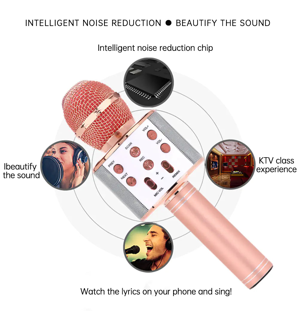 R and B Party™ Wireless Bluetooth Karaoke Microphone with LED Light